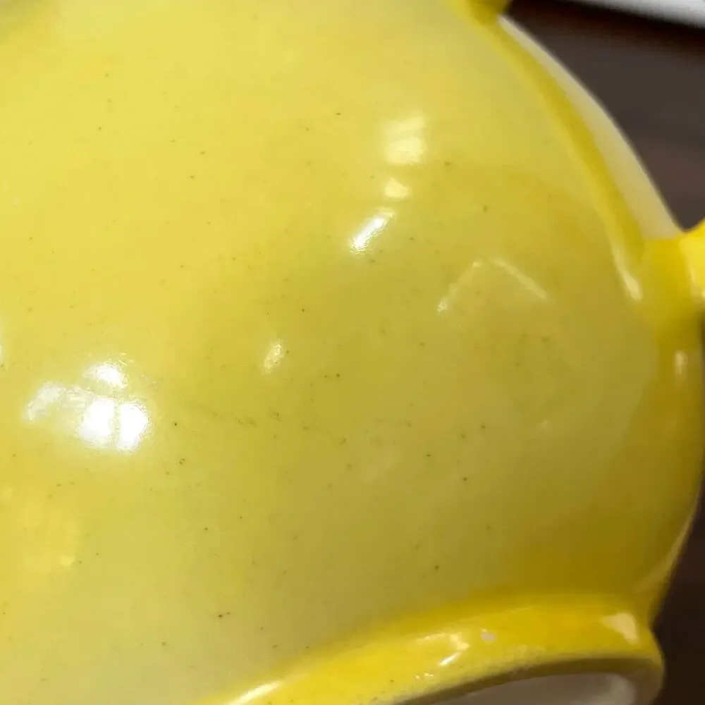 Vintage Yellow Ball Creamer Pitcher Czechoslovakia Mid Century Art Deco READ